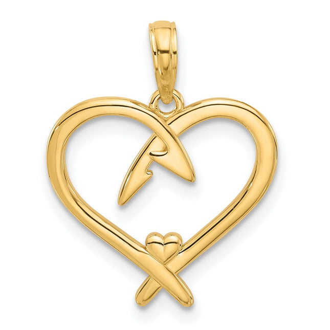 14k Fancy Heart Charm, 23.7 x 18mm