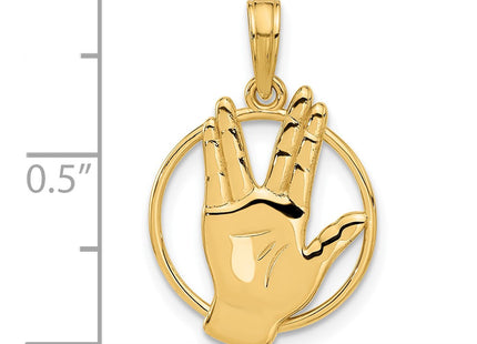 14K gold circle charm, further view