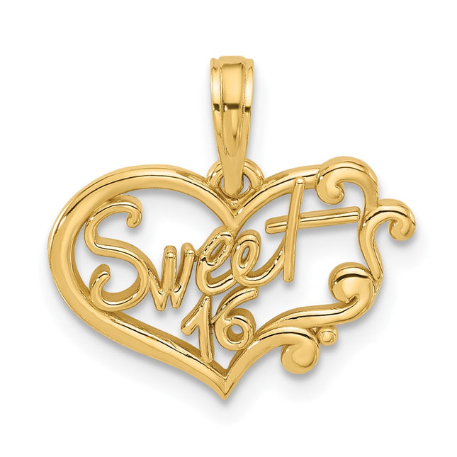 14k Fancy Sweet 16 Charm, 18.7 x 18.4mm