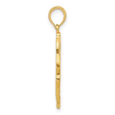 14K Polished Fancy Hummingbird Charm, 28.5 x 17.9mm