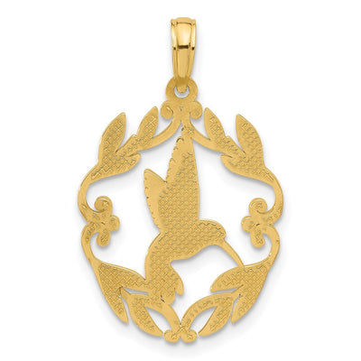 14K Polished Fancy Hummingbird Charm, 28.5 x 17.9mm
