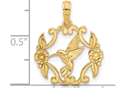 14K gold hummingbird charm, another view