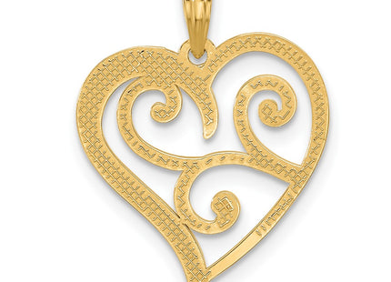 14K gold heart charm, further view