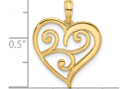 14K gold heart charm, another view