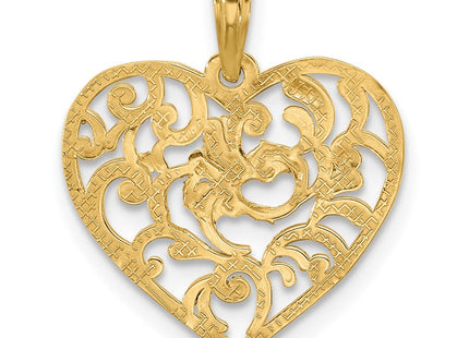 14K Polished Fancy Heart Charm (Style D5506)