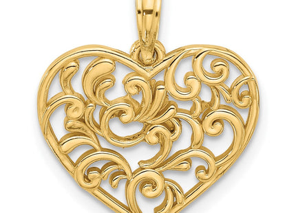 14K Polished Fancy Heart Charm (Style D5506)