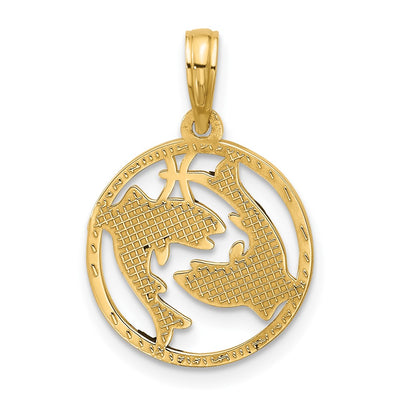 14K Polished Round Pisces Pendant