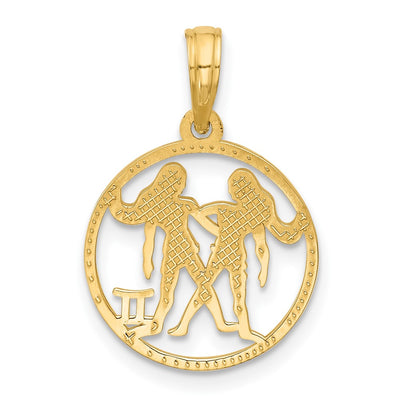 14K Polished Round Gemini Pendant