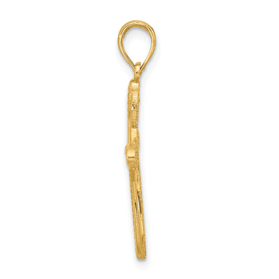 14Ky Fancy Cross Charm, 29.5 x 18.2mm