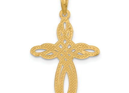 14Ky Fancy Cross Charm, 29.5 x 18.2mm
