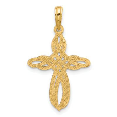 14Ky Fancy Cross Charm, 29.5 x 18.2mm