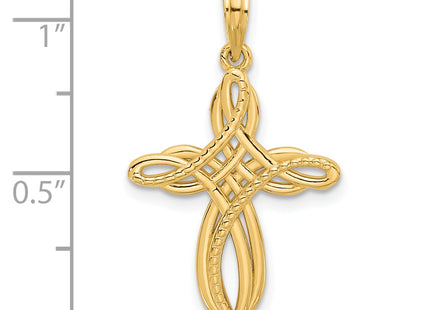 14Ky Fancy Cross Charm, 29.5 x 18.2mm