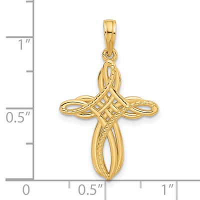 14Ky Fancy Cross Charm, 29.5 x 18.2mm