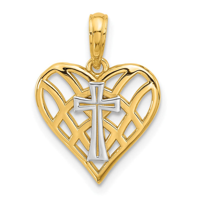 14k Polished Claddagh Pendant, 25.6 x 17.8mm