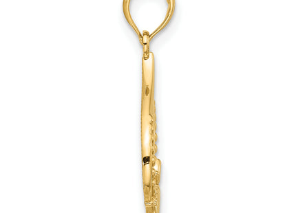 14k Polished Claddagh Pendant, 25.6 x 17.8mm