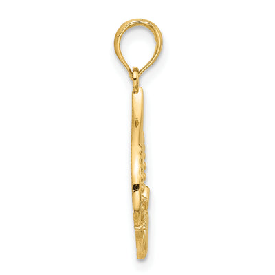 14K Polished Claddagh Pendant, 25.6 x 17.8mm