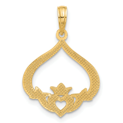 14K Polished Claddagh Pendant, 25.6 x 17.8mm
