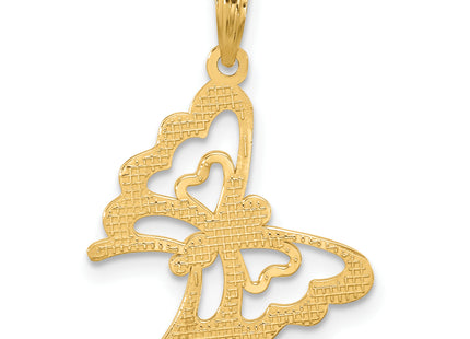 14K Polished Fancy Butterfly Charm, 25.25 x 17.5mm