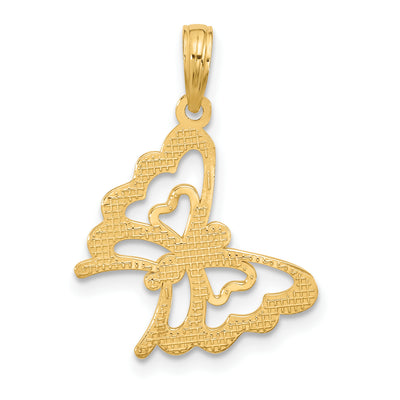 14K Polished Fancy Butterfly Charm, 25.25 x 17.5mm