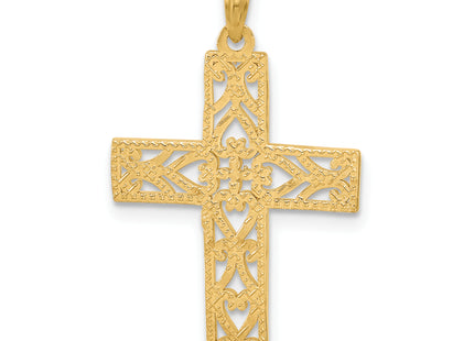 14Ky Fancy Cross Charm, 31.3 x 18.6mm