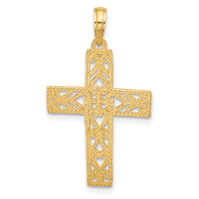 14Ky Fancy Cross Charm, 31.3 x 18.6mm