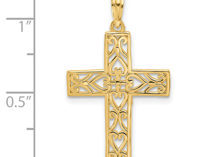 14Ky Fancy Cross Charm, 31.3 x 18.6mm