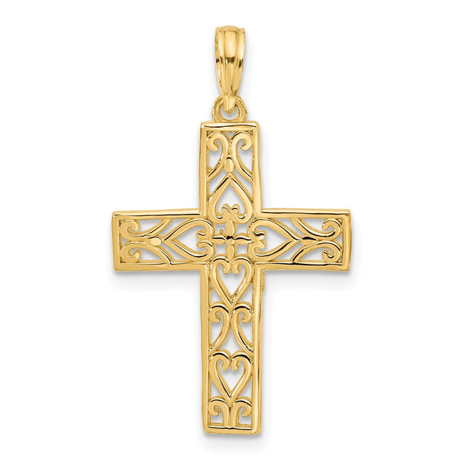14K yellow gold cross charm