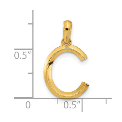 14ky Fancy Letter Initial Pendant Necklace in Elegant Script Design, 16.55mm