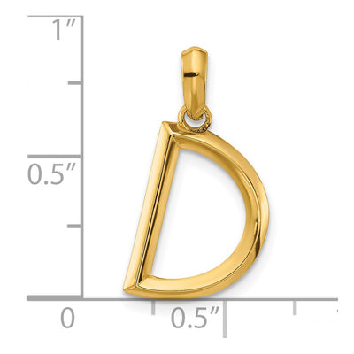 14ky Fancy Letter Initial Pendant Necklace in Elegant Script Design, 16.75mm