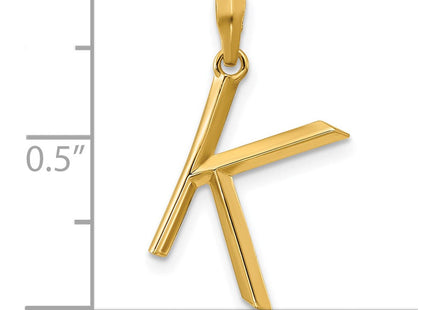 14ky Fancy Letter Initial Pendant Necklace in Elegant Script Design (Style D5668K)