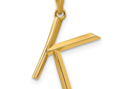 14ky Fancy Letter Initial Pendant Necklace in Elegant Script Design (Style D5668K)