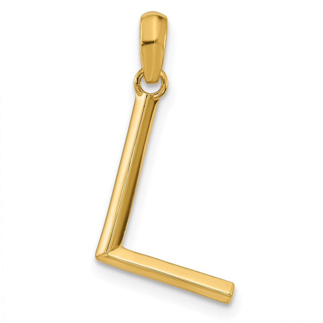 14K yellow gold letter L pendants & charm