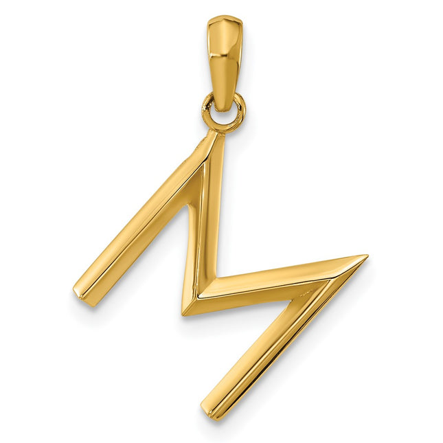 14K yellow gold letter M pendants & charm