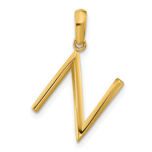 14ky Fancy Letter Initial Pendant Necklace in Elegant Script Design (Style D5668N)