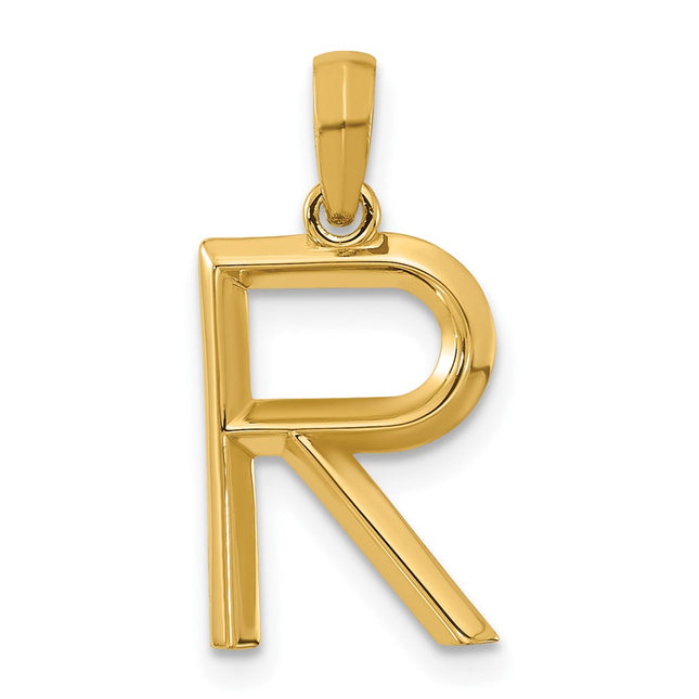 14K yellow gold letter R pendants & charm