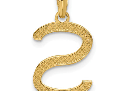 14ky Fancy Letter Initial Pendant Necklace in Elegant Script Design (Style D5668S)