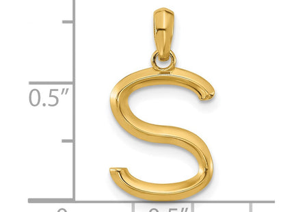 14ky Fancy Letter Initial Pendant Necklace in Elegant Script Design (Style D5668S)