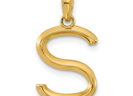 14ky Fancy Letter Initial Pendant Necklace in Elegant Script Design (Style D5668S)