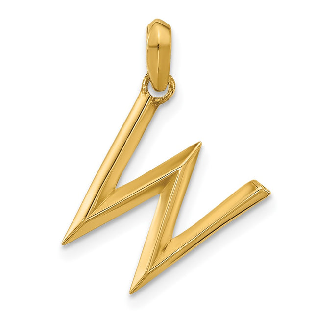 14K yellow gold letter W pendants & charm