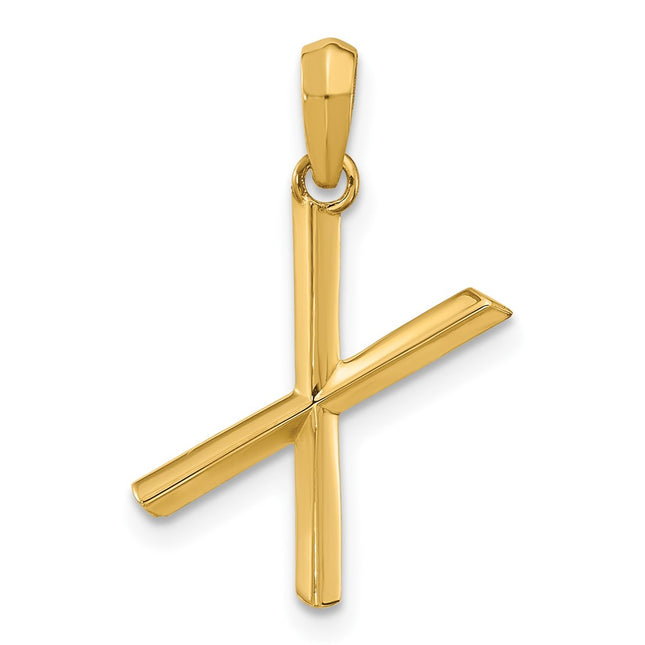 14K yellow gold letter X pendants & charm