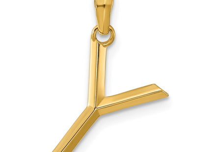 14K yellow gold letter Y pendants & charm