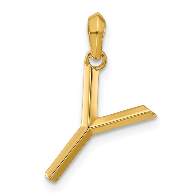 14K yellow gold letter Y pendants & charm
