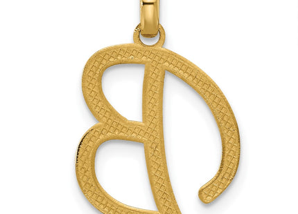 14ky Fancy Letter Initial Pendant Necklace in Elegant Script Design, 18.63mm