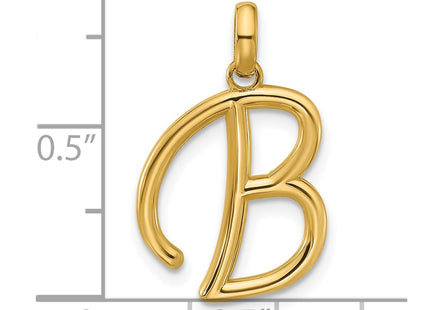 14ky Fancy Letter Initial Pendant Necklace in Elegant Script Design, 18.63mm