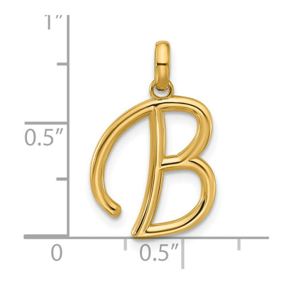 14ky Fancy Letter Initial Pendant Necklace in Elegant Script Design, 18.63mm