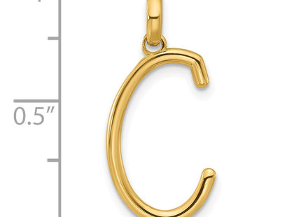 14ky Fancy Letter Initial Pendant Necklace in Elegant Script Design, 20.58mm