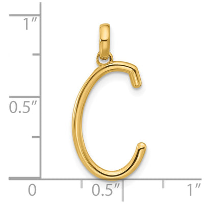 14ky Fancy Letter Initial Pendant Necklace in Elegant Script Design, 20.58mm