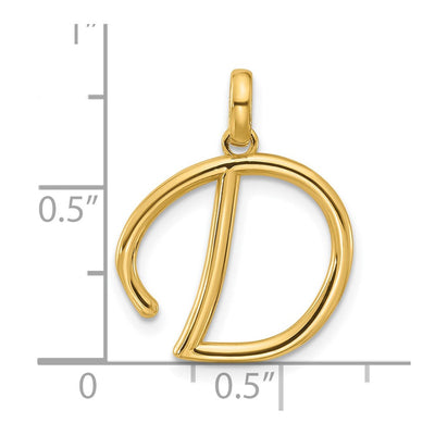 14ky Fancy Letter Initial Pendant Necklace in Elegant Script Design, 17.97mm