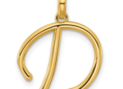 14ky Fancy Letter Initial Pendant Necklace in Elegant Script Design (Style D5669D)