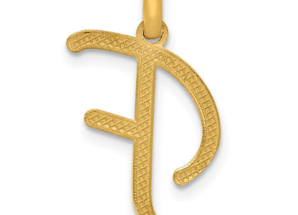 14ky Fancy Letter Initial Pendant Necklace in Elegant Script Design (Style D5669F)